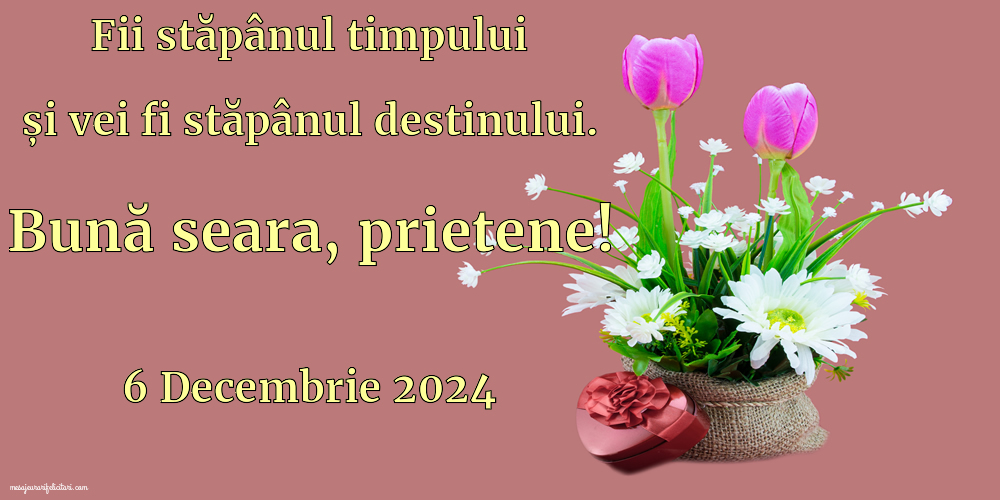 Fii stăpânul timpului și vei fi stăpânul destinului. Bună seara, prietene! 6 Decembrie 2024