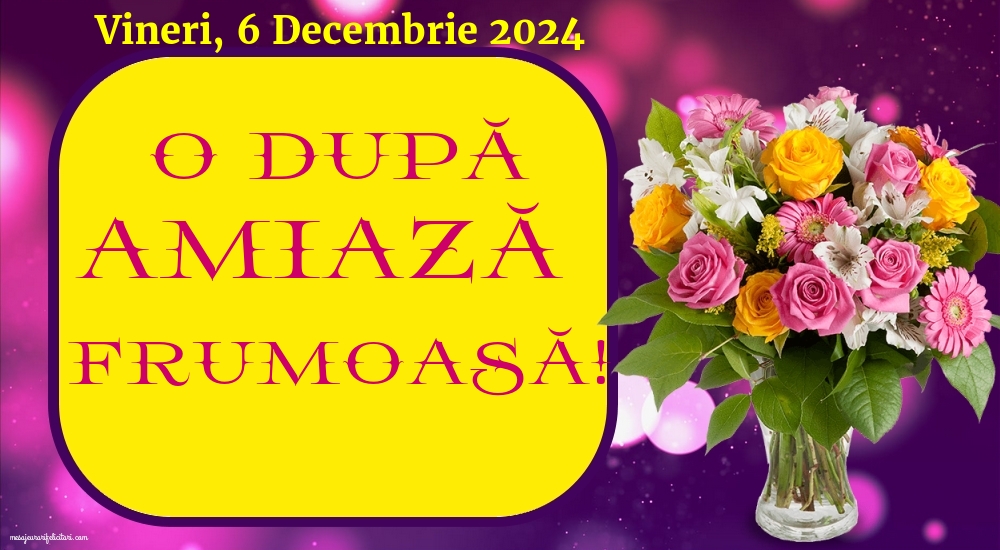 Vineri 6 Decembrie 2024 O după amiază frumoasă!