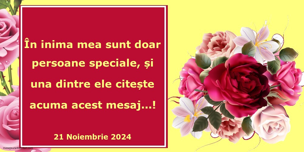 În inima mea sunt doar persoane speciale, și una dintre ele citește acuma acest mesaj...! 21 Noiembrie 2024