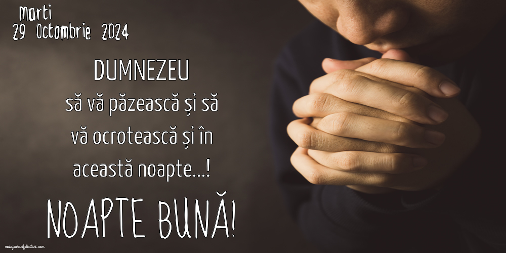 Marti 29 Octombrie 2024 DUMNEZEU să vă păzească şi să vă ocrotească şi în această noapte...! Noapte Bună!