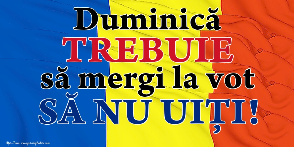 Duminică TREBUIE să mergi la vot SĂ NU UIȚI!