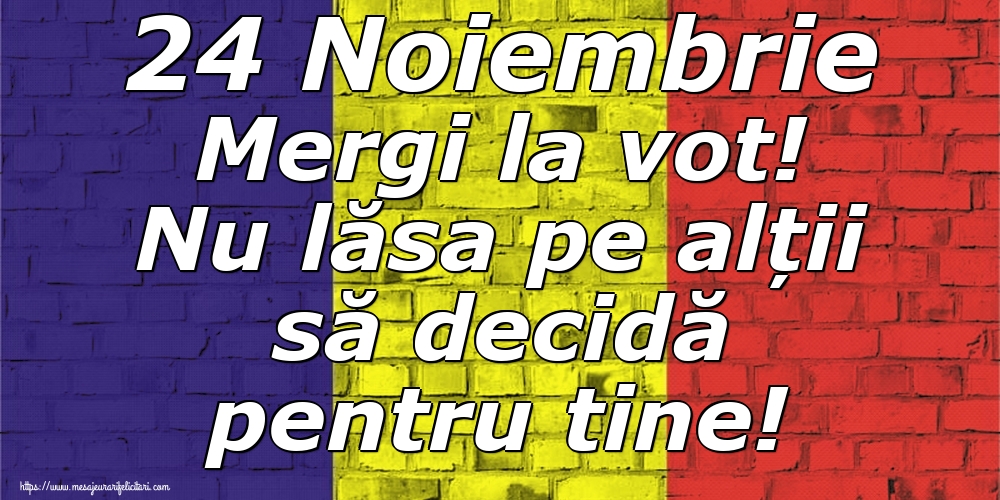 24 Noiembrie Mergi la vot! Nu lăsa pe alții să decidă pentru tine!