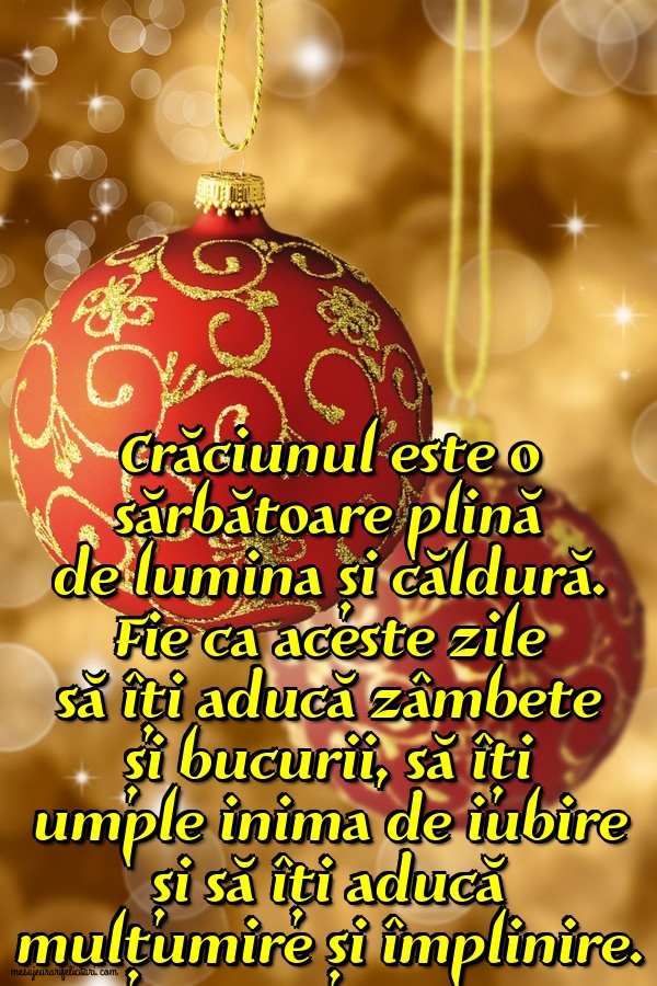 Felicitari de Craciun - Crăciunul este o sărbătoare plină de lumina și căldură. - mesajeurarifelicitari.com