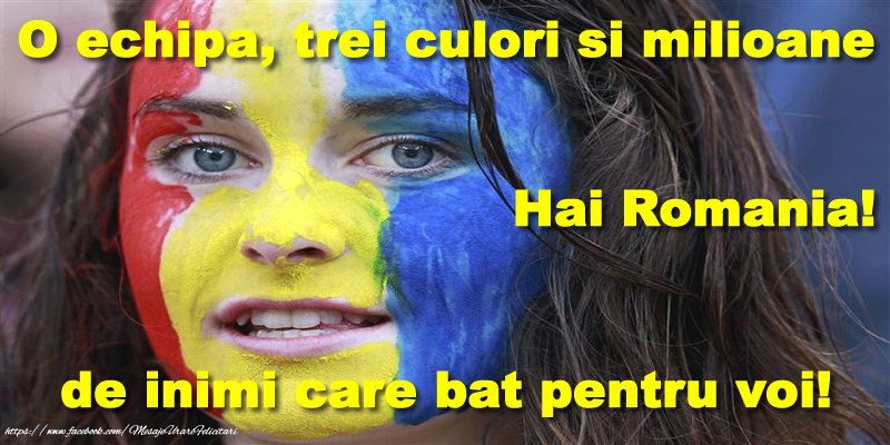 Felicitari pentru Euro 2024 - O echipa, trei culori si milioane de inimi care bat pentru voi! Hai Romania! - mesajeurarifelicitari.com