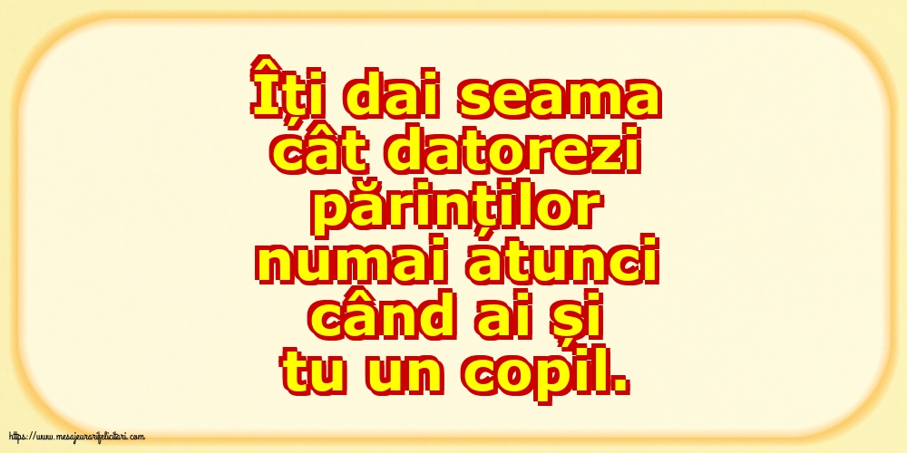 Îți dai seama cât datorezi părinților numai atunci când ai și tu un copil.