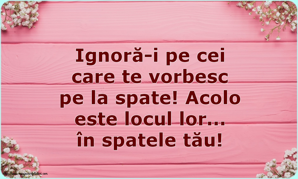 Ignoră-i pe cei care te vorbesc pe la spate!