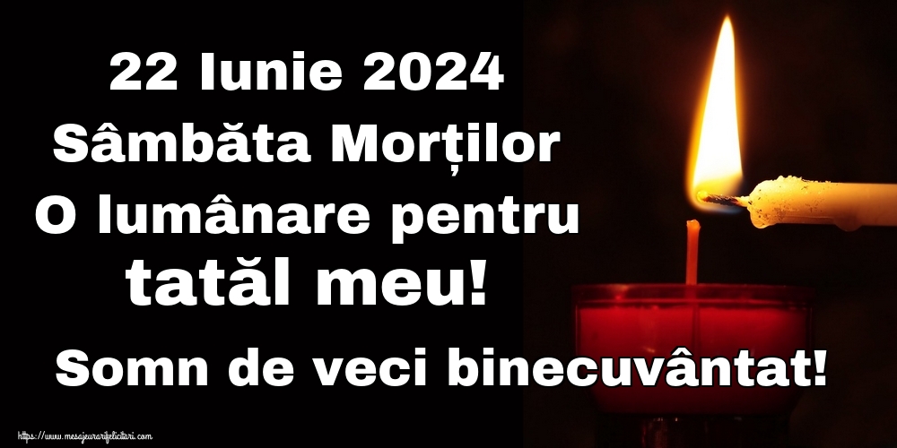 22 Iunie 2024 Sâmbăta Morților O lumânare pentru tatăl meu! Somn de veci binecuvântat!