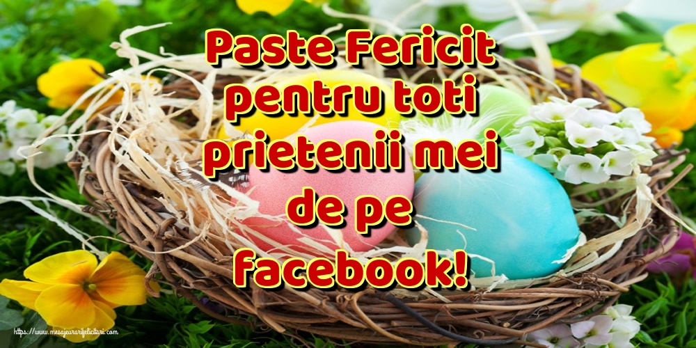 Felicitari de Paste - Paste Fericit pentru toti prietenii mei de pe facebook! - mesajeurarifelicitari.com