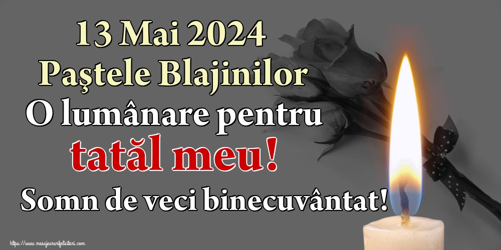 13 Mai 2024 Paştele Blajinilor O lumânare pentru tatăl meu! Somn de veci binecuvântat!