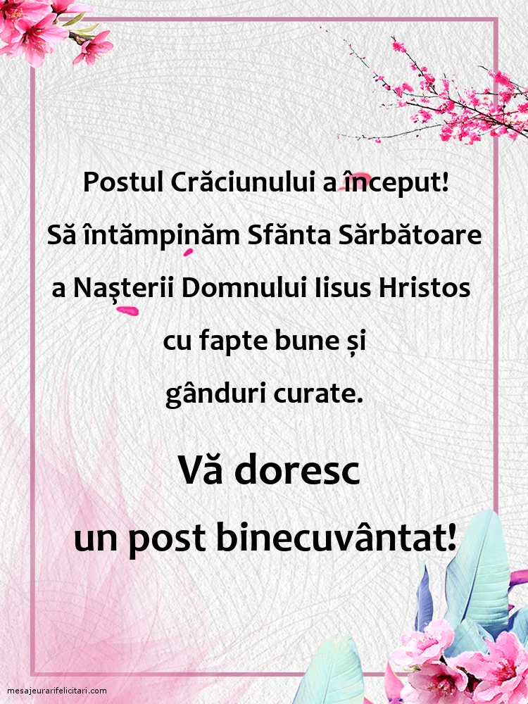 Felicitari de Postul Crăciunului - Vă doresc un post binecuvântat! - mesajeurarifelicitari.com