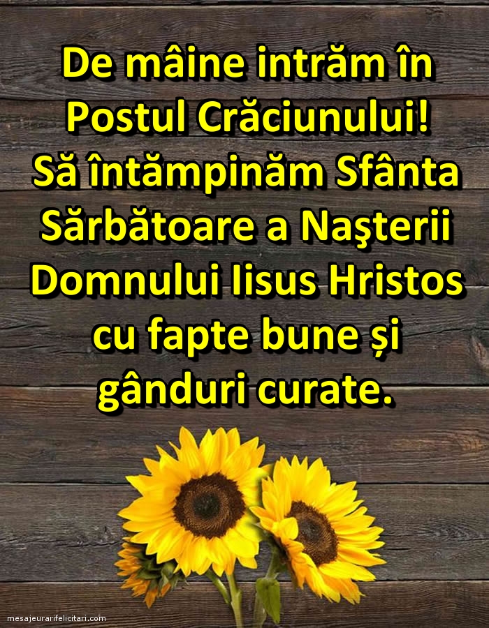 De mâine intrăm în Postul Crăciunului!