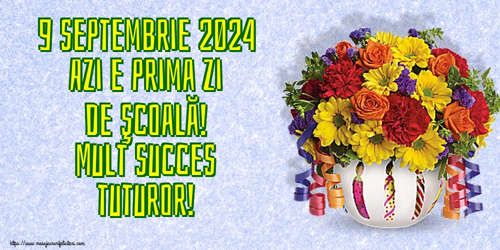 9 septembrie 2024 Azi e prima zi de şcoală! Mult succes tuturor!