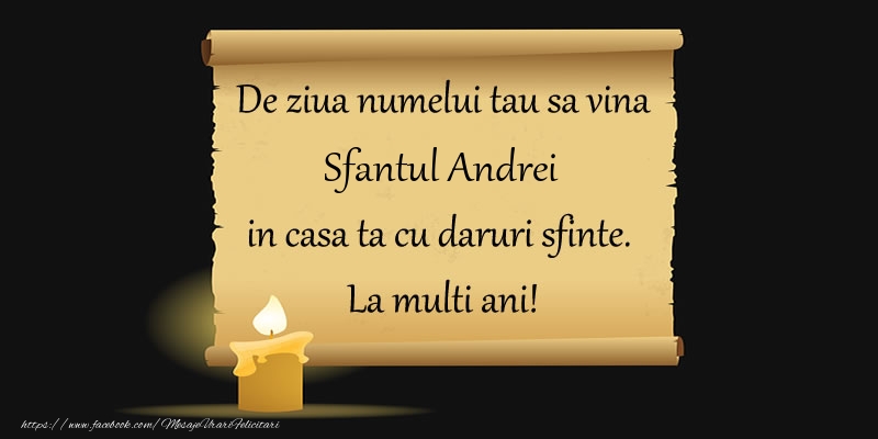 De ziua numelui tau sa vina Sfantul Andrei in casa ta cu daruri sfinte.  La multi ani!