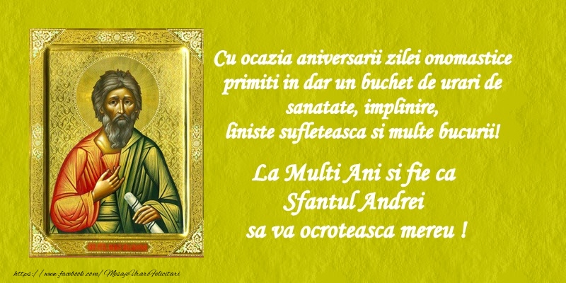 Felicitari de Sfantul Andrei - La multi ani si fie ca sfantul Andrei sa va ocroteasca mereu! - mesajeurarifelicitari.com