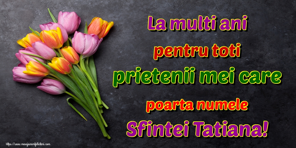 La multi ani pentru toti prietenii mei care poarta numele Sfintei Tatiana!