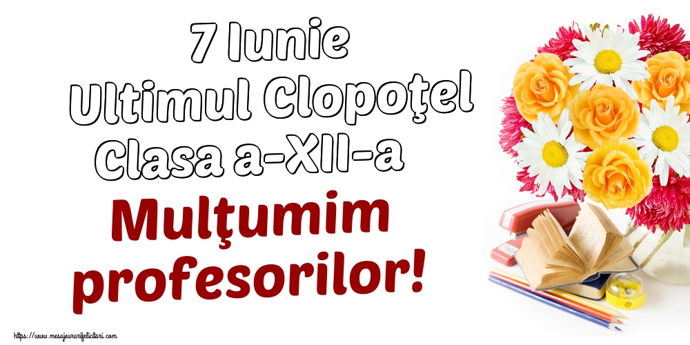 7 Iunie Ultimul Clopoţel Clasa a-XII-a Mulţumim profesorilor!