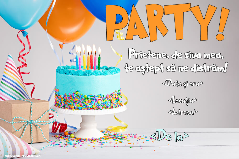 Invitație la PARTY pentru prieteni - Invitații la Ziua de nastere personalizate