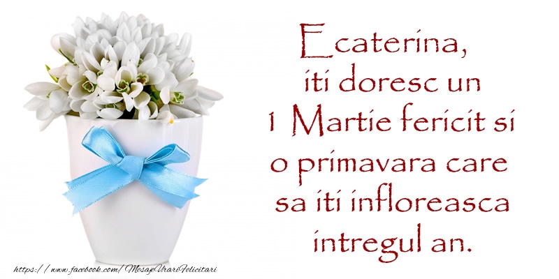  Felicitari de 1 Martie - Ghiocei | Ecaterina iti doresc un 1 Martie fericit si o primavara care sa iti infloreasca intregul an.