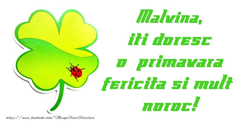  Felicitari de 1 Martie - Trifoi | Malvina iti doresc o primavara fericita si mult noroc!