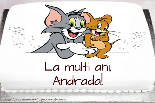  Felicitari pentru copii - Animație | Tort cu Tom si Jerry: La multi ani, Andrada!
