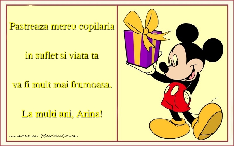  Felicitari pentru copii - Animație & Mickey Mouse | Pastreaza mereu copilaria in suflet si viata ta va fi mult mai frumoasa. Arina