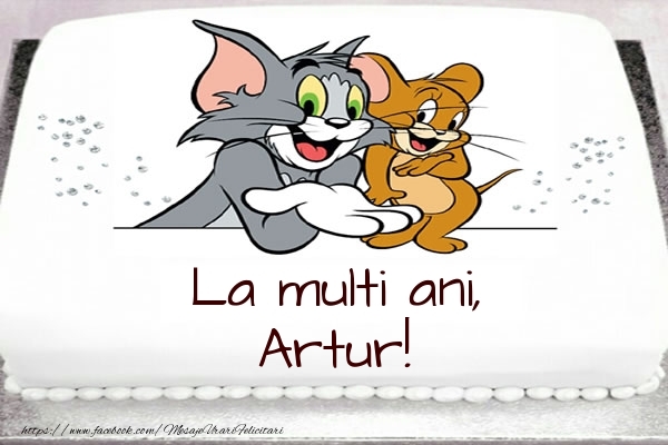  Felicitari pentru copii - Animație | Tort cu Tom si Jerry: La multi ani, Artur!