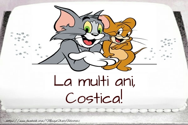  Felicitari pentru copii - Animație | Tort cu Tom si Jerry: La multi ani, Costica!