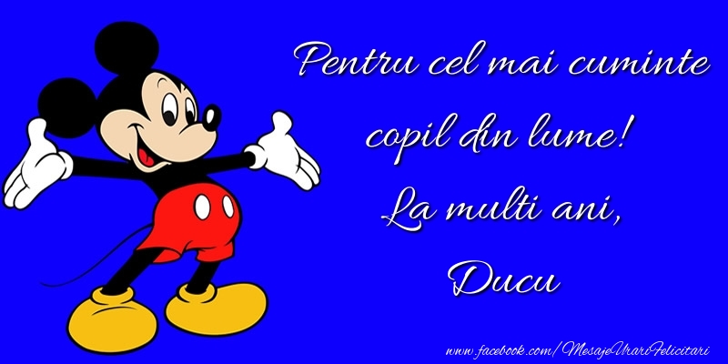  Felicitari pentru copii - Animație & Mickey Mouse | Pentru cel mai cuminte copil din lume! La multi ani, Ducu