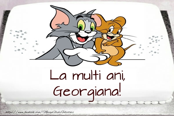  Felicitari pentru copii - Animație | Tort cu Tom si Jerry: La multi ani, Georgiana!