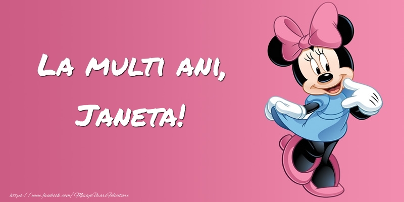  Felicitari pentru copii -  Felicitare cu Minnie Mouse: La multi ani, Janeta!