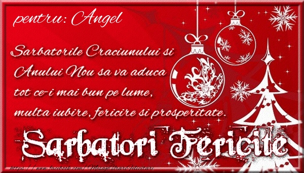Felicitari de Craciun - Brazi & Globuri | Pentru Angel Sarbatorile Craciunului si Anului Nou sa va aduca tot ce-i mai bun pe lume, multa iubire, fericire si prosperitate.