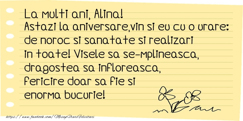 Felicitari de la multi ani - La multi ani Alina!