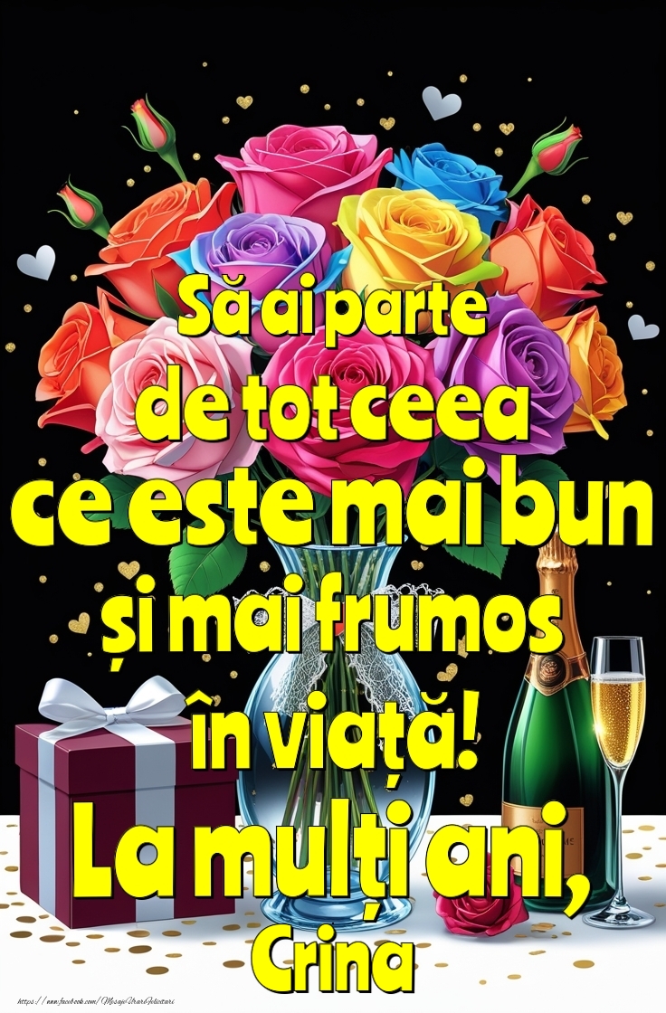 la multi ani de florii crina Felicitare personalizata cu nume de ziua ta