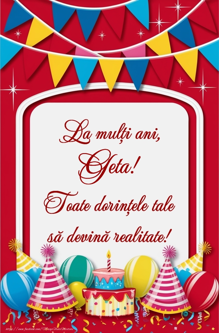 Felicitari de la multi ani - Tort, baloane la petrecere pentru fete