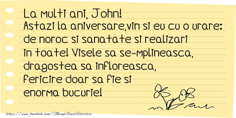  Felicitari de la multi ani - Flori & Mesaje | La multi ani John!