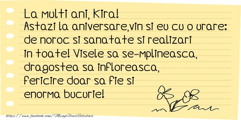 Felicitari de la multi ani - Flori & Mesaje | La multi ani Kira!