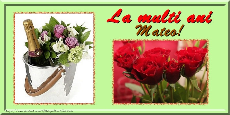 Felicitari de la multi ani - Flori & Trandafiri & 1 Poza & Ramă Foto | La multi ani Mateo