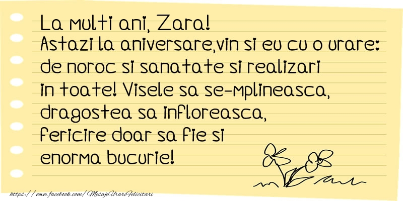 Felicitari de la multi ani - Flori & Mesaje | La multi ani Zara!
