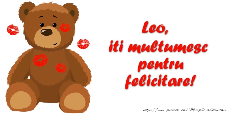 Felicitari de multumire - Ursuleti | Leo iti multumesc pentru felicitare!