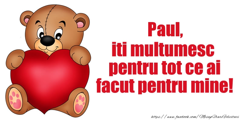 Felicitari de multumire - Ursuleti | Paul iti multumesc pentru tot ce ai facut pentru mine!