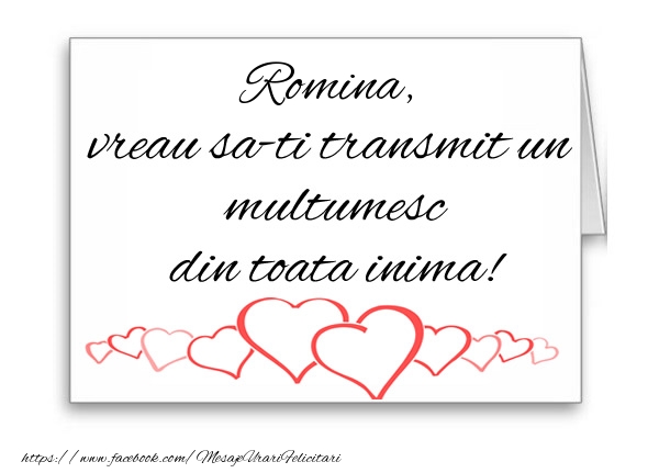  Felicitari de multumire - ❤️❤️❤️ Inimioare | Romina, vreau sa-ti transmit un multumesc din toata inima!