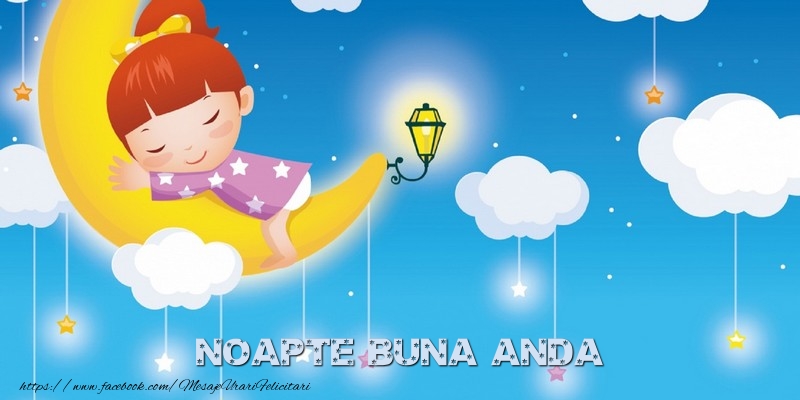 Felicitari de noapte buna - Luna & Stele & Animație | Noapte buna Anda