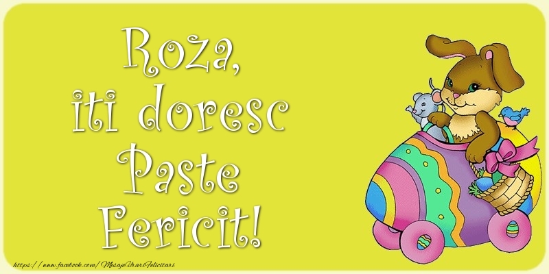  Felicitari de Paste - Iepuras | Roza, iti doresc Paste Fericit!