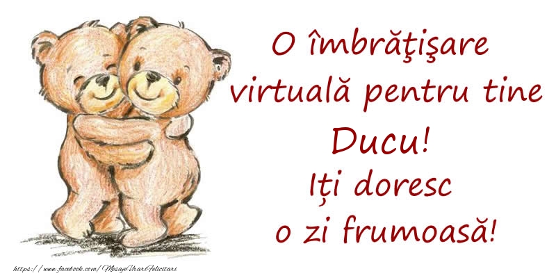  Felicitari de prietenie - Ursuleti | O îmbrăţişare virtuală pentru tine Ducu. Iți doresc o zi frumoasă!