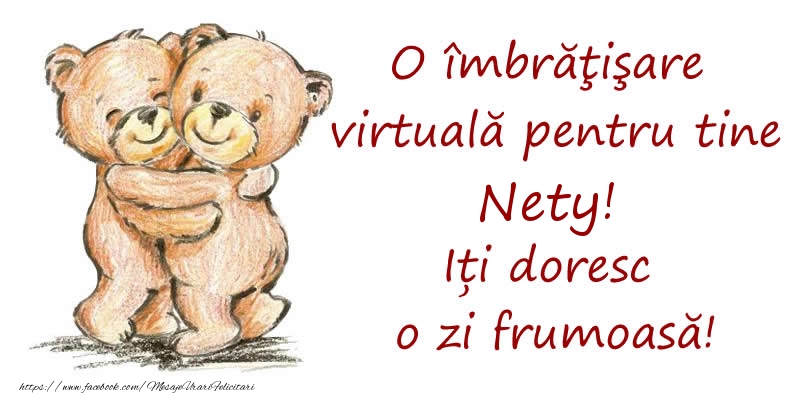  Felicitari de prietenie - Ursuleti | O îmbrăţişare virtuală pentru tine Nety. Iți doresc o zi frumoasă!