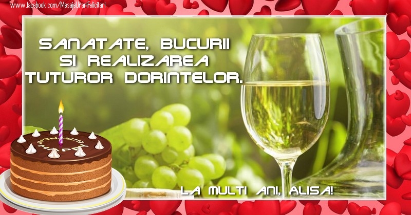  Felicitari de zi de nastere - Tort & 1 Poza & Ramă Foto | La multi ani, Alisa!