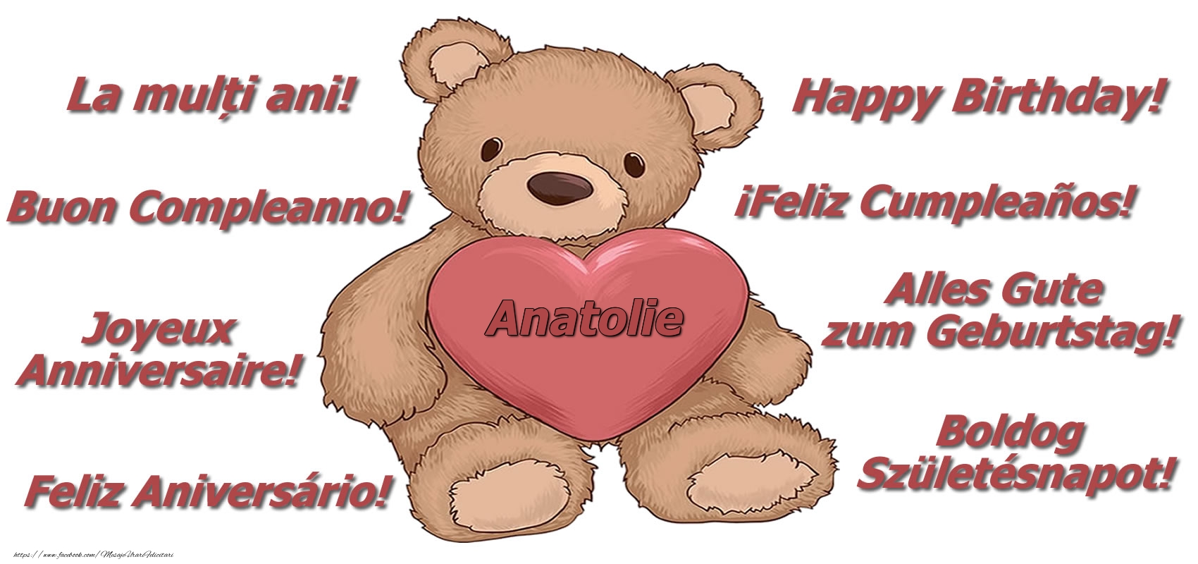 Felicitari de zi de nastere - Ursuleti | La multi ani Anatolie! - Ursulet