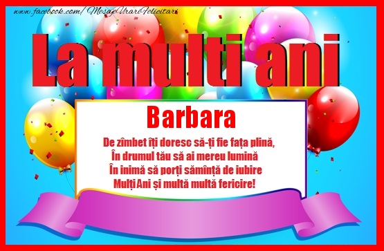  Felicitari de zi de nastere - Baloane | La multi ani Barbara