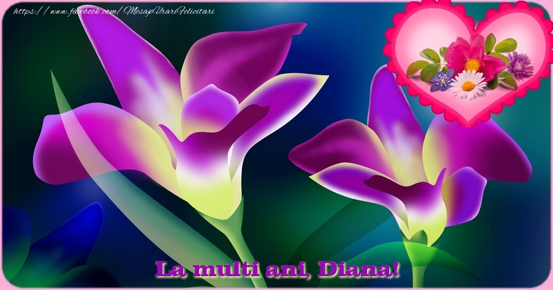  Felicitari de zi de nastere - Flori & 1 Poza & Ramă Foto | La multi ani Diana