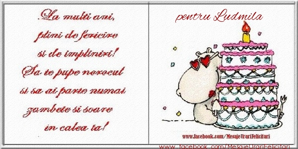  Felicitari de zi de nastere - Tort | La multi ani plini de fericire si de impliniri! pentru Ludmila